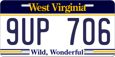 WV license plate 9UP706