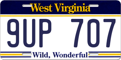 WV license plate 9UP707