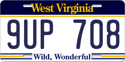 WV license plate 9UP708