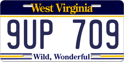 WV license plate 9UP709