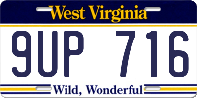 WV license plate 9UP716