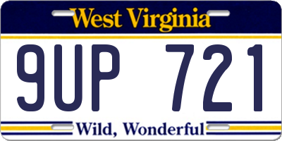 WV license plate 9UP721