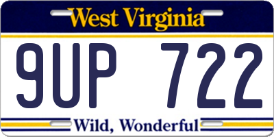 WV license plate 9UP722