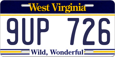 WV license plate 9UP726