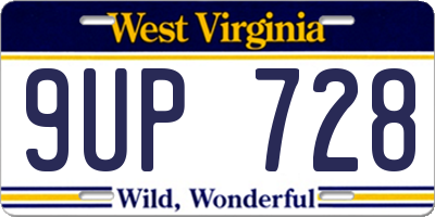 WV license plate 9UP728