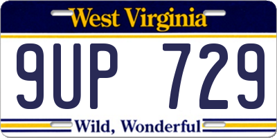 WV license plate 9UP729