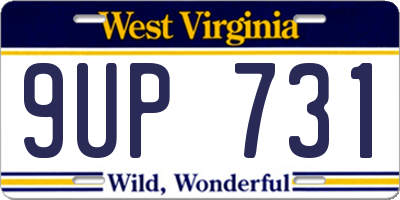 WV license plate 9UP731
