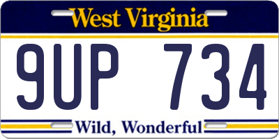 WV license plate 9UP734
