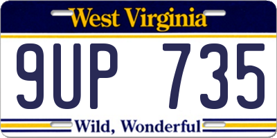 WV license plate 9UP735