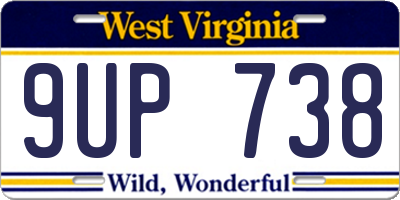 WV license plate 9UP738