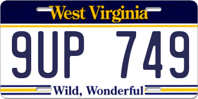 WV license plate 9UP749