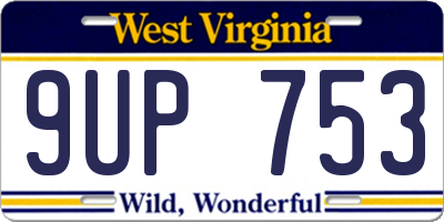 WV license plate 9UP753