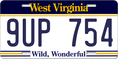 WV license plate 9UP754