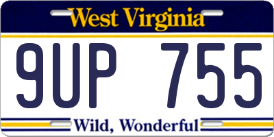 WV license plate 9UP755