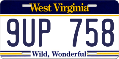 WV license plate 9UP758