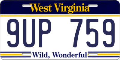 WV license plate 9UP759