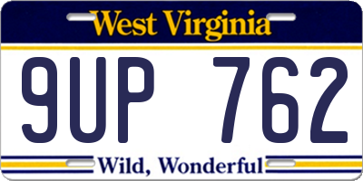 WV license plate 9UP762