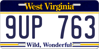 WV license plate 9UP763