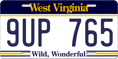 WV license plate 9UP765
