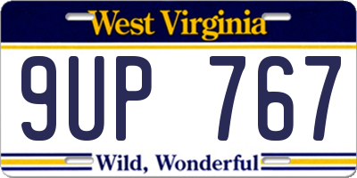 WV license plate 9UP767