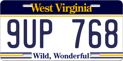 WV license plate 9UP768