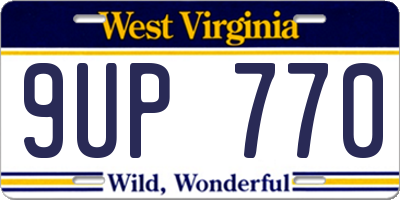 WV license plate 9UP770