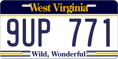 WV license plate 9UP771