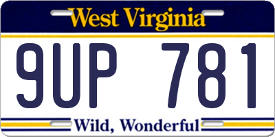 WV license plate 9UP781