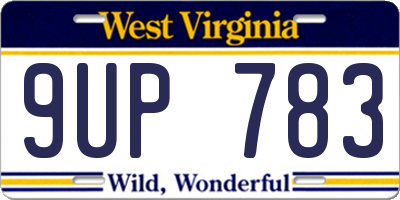 WV license plate 9UP783