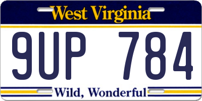 WV license plate 9UP784