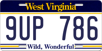 WV license plate 9UP786