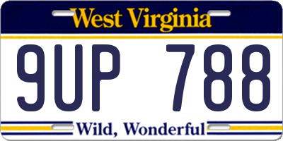 WV license plate 9UP788