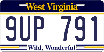WV license plate 9UP791