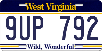 WV license plate 9UP792