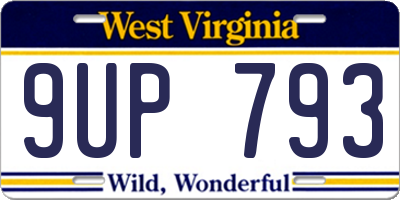 WV license plate 9UP793