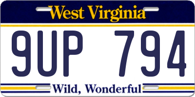 WV license plate 9UP794