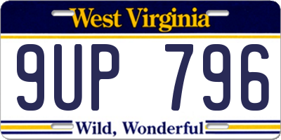 WV license plate 9UP796
