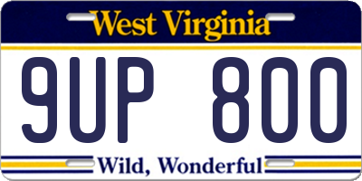 WV license plate 9UP800