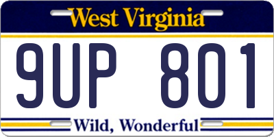 WV license plate 9UP801