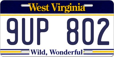 WV license plate 9UP802