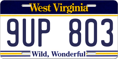 WV license plate 9UP803
