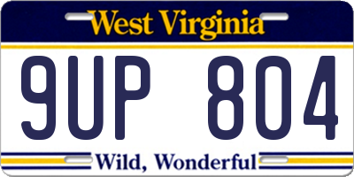 WV license plate 9UP804