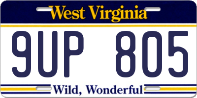 WV license plate 9UP805