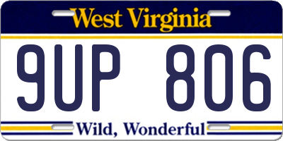 WV license plate 9UP806