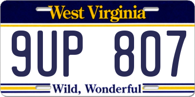 WV license plate 9UP807