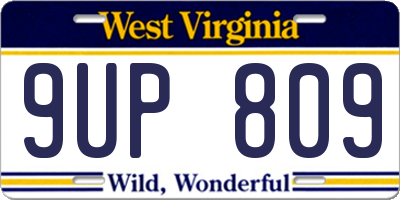 WV license plate 9UP809