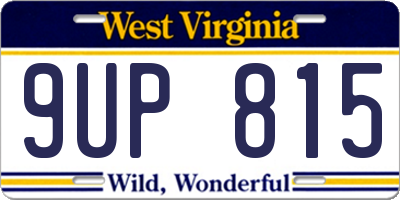 WV license plate 9UP815