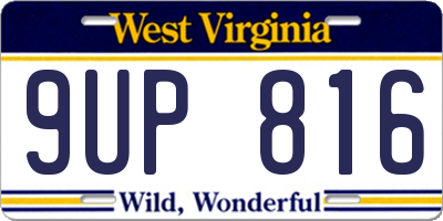 WV license plate 9UP816