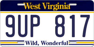 WV license plate 9UP817