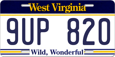 WV license plate 9UP820